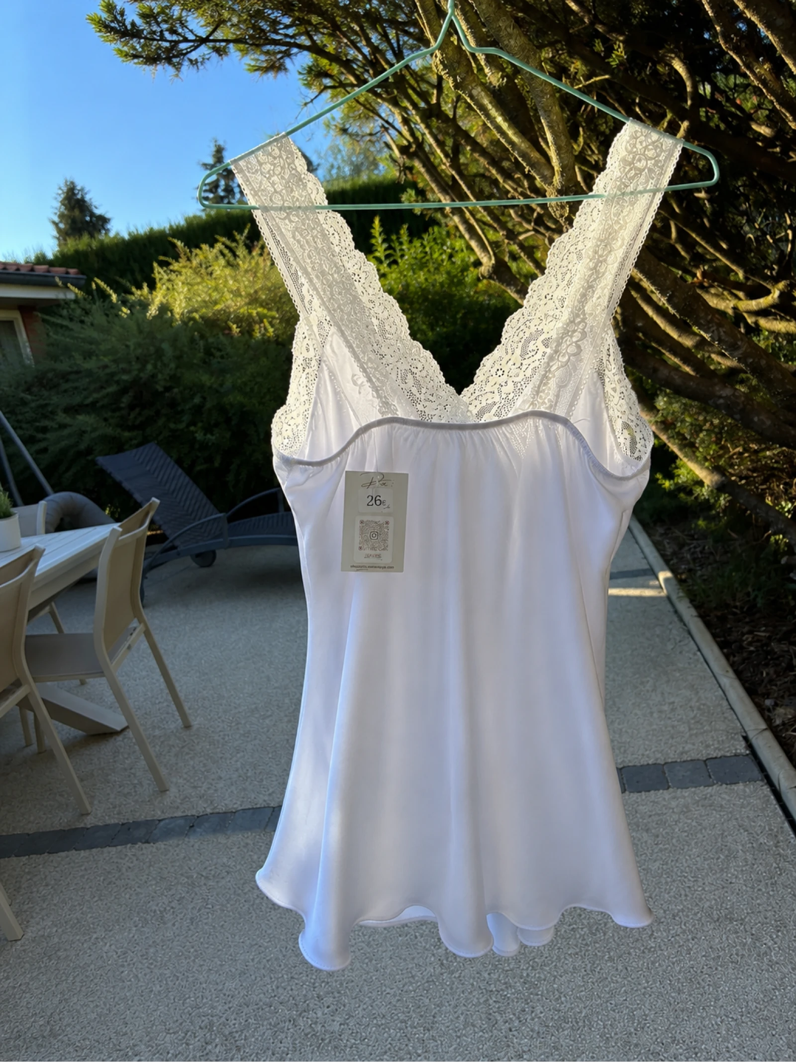 Zijdezachte top Silky - parelmoer wit – photo 2